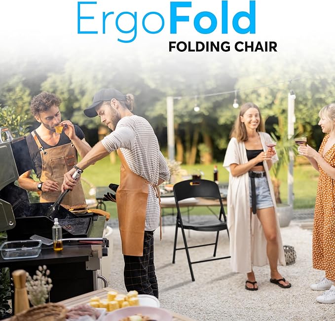 Oline Folding Chair, Indoor Outdoor Plastic Commercial Stackable Foldable Guest Chairs for Events Office Wedding Party Picnic Kitchen Dining, 350lb Capacity (Black, 1 Pack)
