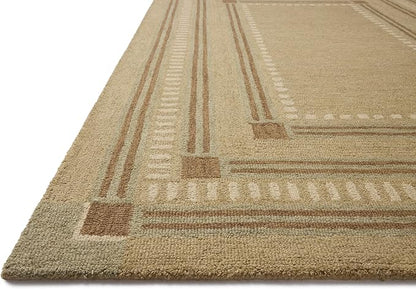 Loloi Chris Loves Julia Alfie Collection ALF-04 Green/Natural 9'-3" x 13' Area Rug Wool Neutral Living Bedroom Dining Carpet
