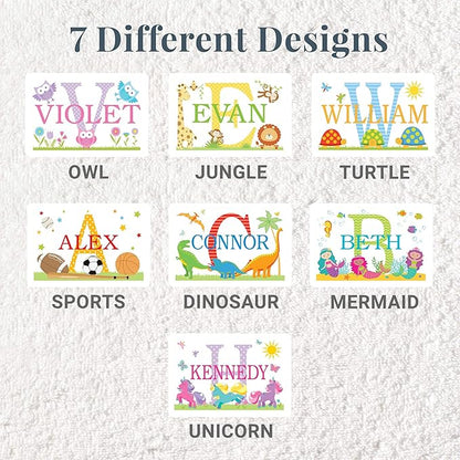 Let’s Make Memories Personalized My Own Name Step Stool - Children’s Step Stool - Sturdy Wood – Non-Toxic Paint, Sealer - Sports Design - White - 14’Wx9.25”Lx8.75”H - Ages 3+