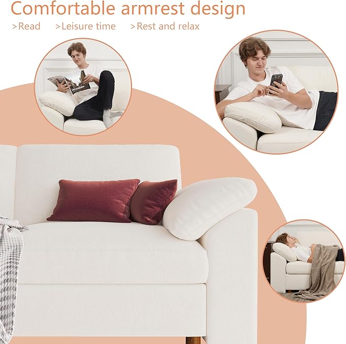 EASE MOOSE White Modular Sectional Sofa, FSC Certified Extra Large L Shape Sectional Couch, Comfty Wide Deep Modular Cloud Sofa with Ottoman, Removable and Washable