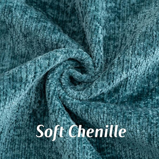 FUTEI Teal Chenille Throw Pillow Covers 24x24 Inch Set of 2,Soft Cozy Bound Edge Design European Cushion Cover,Home Decor for Couch Bed Living Room