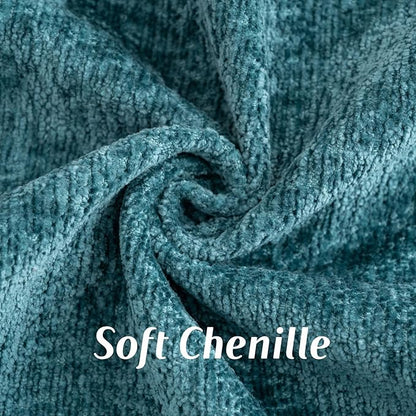 FUTEI Teal Chenille Throw Pillow Covers 18x18 Inch Set of 2,Soft Cozy Bound Edge Design Cushion Case,Home Decor for Couch Bed Living Room