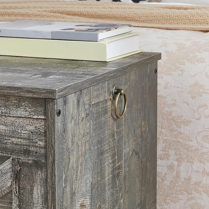 HOOBRO Storage Bench, 39.4” Retro Wooden Storage Chest with U-Shaped Cut-Out Pull, Safety Hinge, Supports 220 lb and Easy Assembly for Toy Box Organizer (Vintage Gray) VP771CW01