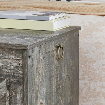 HOOBRO Storage Bench, 39.4” Retro Wooden Storage Chest with U-Shaped Cut-Out Pull, Safety Hinge, Supports 220 lb and Easy Assembly for Toy Box Organizer (Vintage Gray) VP771CW01