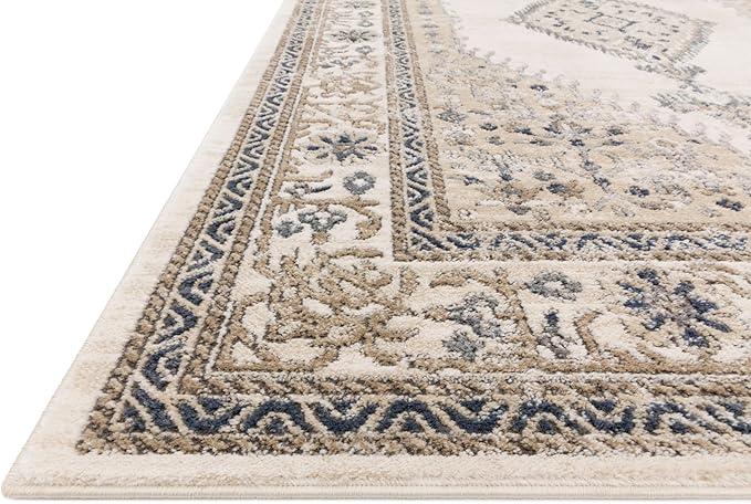 Loloi Teagan Collection TEA-02 Oatmeal/Ivory 11'-6" x 15' Area Rug, Large, Soft Neutral Rug, High-Traffic for Living Room, Bedroom, Home Office, Dining Area
