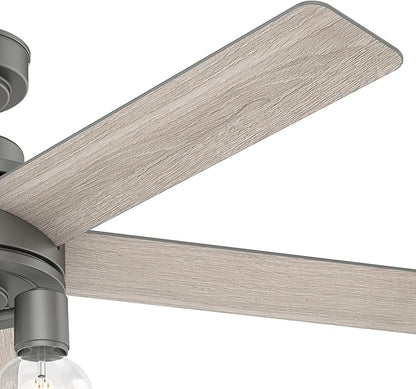 Hunter Fan Company, 51842, 52 inch Hardwick Matte Silver Ceiling Fan with LED Light Kit and Handheld Remote