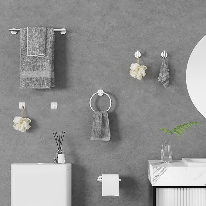 5-Pieces Brushed Nickel Bathroom Accessories Set, Stainless Steel Bathroom Hardware Set, Bath Towel Bar Set, Towel Racks for Bathroom Wall Mounted.