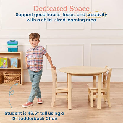 ECR4Kids 30in D Round Hardwood Table with 22in Legs, Kids Furniture, Antique White