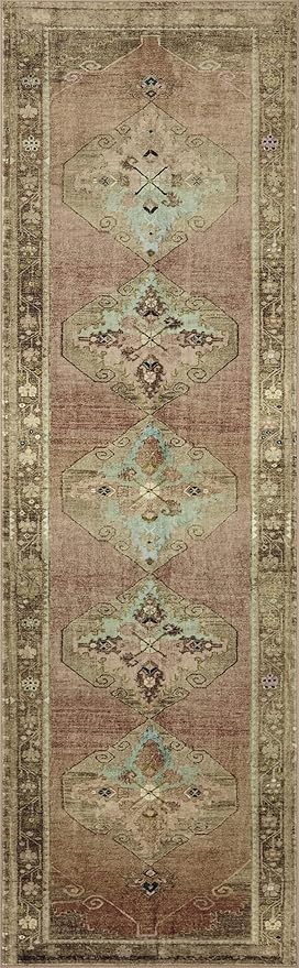 Loloi Magnolia Home by Joanna Gaines Sinclair Collection SIN-06 Clay/Tobacco 5'-0" x 7'-0", .25" Pile Height, Machine Washable, Area Rug