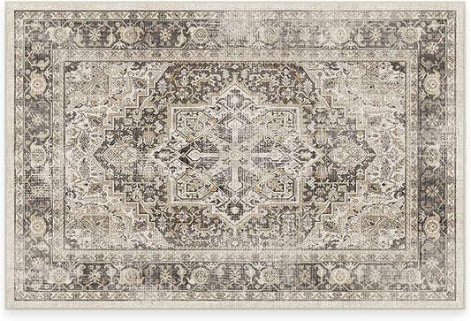 RUGGABLE Washable Vintage Area Rug – Kamran Hazel 2x3, Stain-Resistant, Non-Slip – Small Machine Washable Rugs for Living Room, Bedroom, Hallway, Entryway & Bathroom–with Cushioned Pad