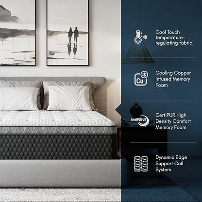 Diamond Mattress EquaLite Copper Cooled Hybrid Mattress, King Mattress 11-inch Firm, Greenguard Gold, CertiPUR-US Certified, Fiberglass-Free, Made in USA