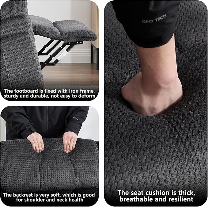 CANMOV Recliner Sofa Set, Oversize Power Lift Recliner Chair and Manual Loveseat with Overstuffed Armrest for Living Room,Bedroom Furniture,Office,1+3 Seat Grey