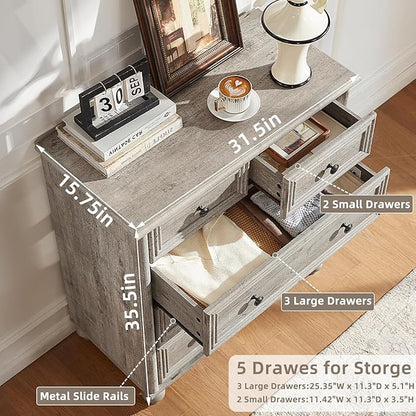 Farmhouse Dressers & Night Stand Set of 4, Wood 54" Wide Dresser & 35" Tall Chest of Drawers, 18" with Charging Station Nightstand Set of 2, Bedroom Furniture Dresser Set for Home Living Room Hallway