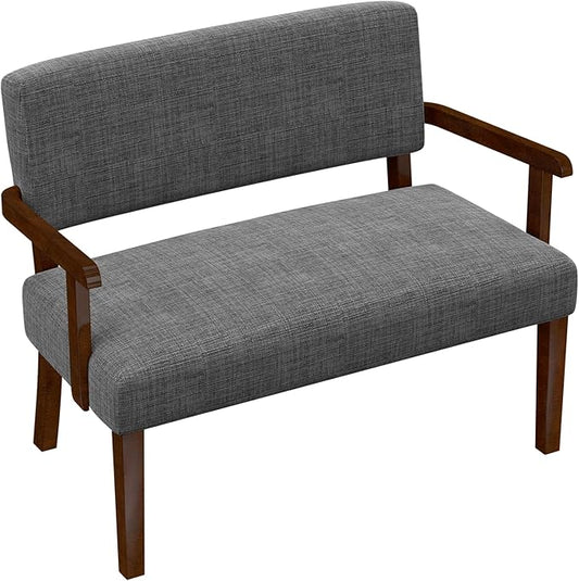 Accent Chair 2 Seat, Arm Chairs with Soft Seat and Armrests for Living Room, Love seat for Dining, Reading, and Waiting Rooms (Gray)