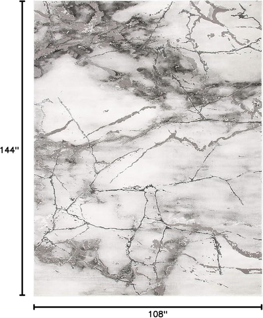 SAFAVIEH Craft Collection Area Rug - 9' x 12', Grey & Silver, Modern Abstract Design, Non-Shedding & Easy Care, Ideal for High Traffic Areas in Living Room, Bedroom (CFT877G)