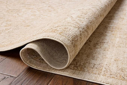 Loloi Chris Loves Julia Palma Collection PLM-01 Ivory/Sand 2'-7" x 7'-6" Fringe Runner Rug Vintage Style Boho Living Room Bedroom Carpet