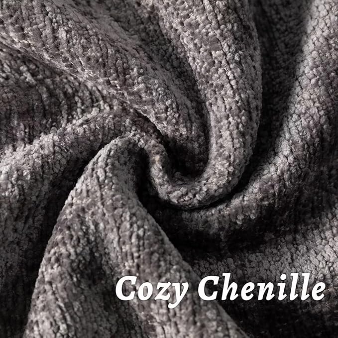 Grey Decorative Throw Pillow Covers 16x16 Inch Set of 2 Cozy Soild Chenille Cushion Cases Soft Textured Square Couch Pillows Cover Boho Accent Farmhouse Pillowcases for Sofa Bed