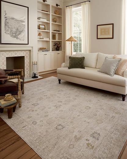 Loloi Chris Loves Julia Louisa Collection LOI-01 Oatmeal/Stone 7'-10" x 10', .38" Pile Height, Area Rug