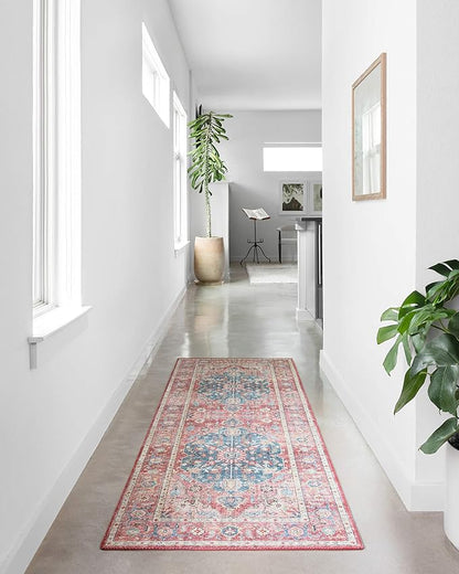 Loloi II Skye Collection SKY-05 Brick/Ocean 3'-6" x 5'-6" Accent Rug