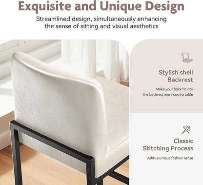 ALPHA HOME 24 Inch Bar Stools, Kitchen Counter Stools with Backs, PU Leather Barstools, Kitchen Stools with Back&Upholstered Footrest, Sturdy Chromed Metal Steel Frame, Light Gray