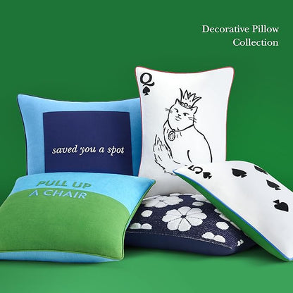 Kate Spade New York Queen of Spades Reversible Decorative Pillow, 14" x 20" Throw Pillow for Bed or Sofa, Cotton Cover, Black, White, Pink and Red, 14 x 20
