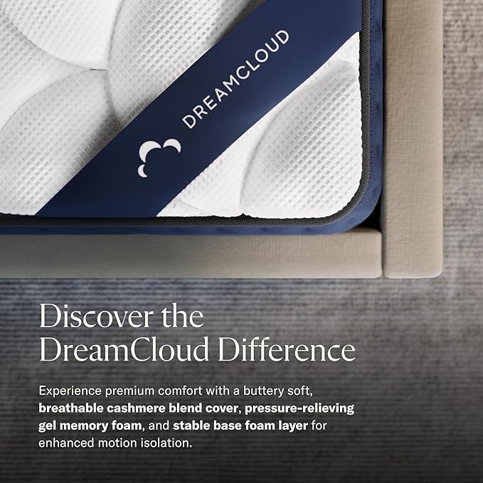 DreamCloud 12" Twin XL Mattress - Luxury Gel Memory Foam - 365 Night Trial - Premium Pressure-Relieving Layers - Forever Warranty - CertiPUR-US® Certified