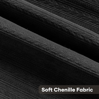 FUTEI Black Decorative Throw Pillow Covers 24x24 Inch Set of 2,Soft Cozy Wheat Ear Striped Patterns European Cushion Cases,Modern Home Decor for Couch Bed Living Room
