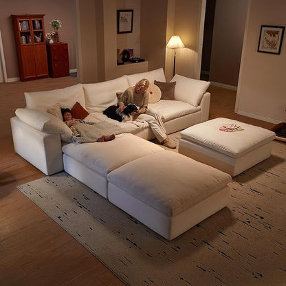 Modular Sectional Sofa, 110.2" L Shaped Modern Sofa Modular Sectional Cloud Couch with Ottoman, Modern Cloud Sectional Couches for Living Room, Deep Seat Sofa with Washable Cover