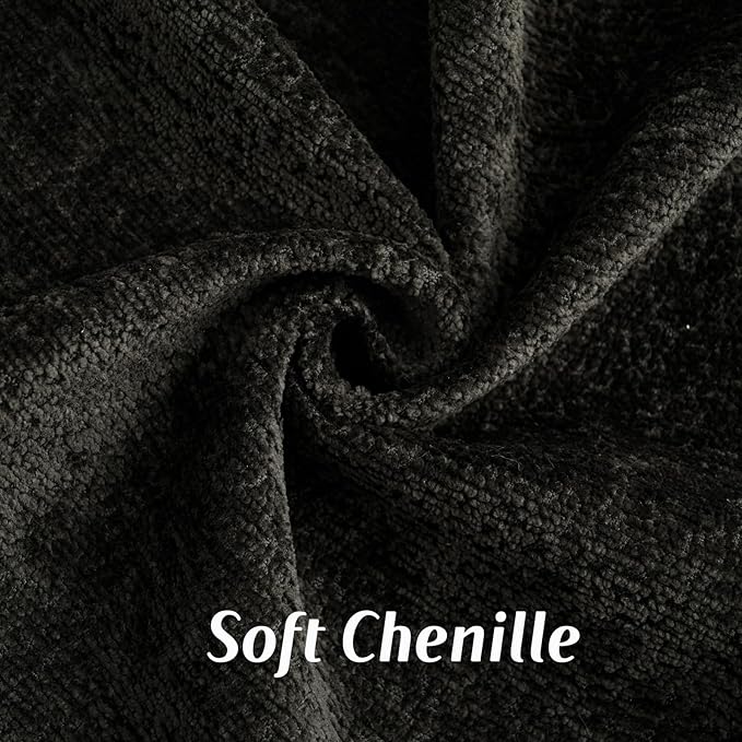FUTEI Black Chenille Throw Pillow Covers 22x22 Inch Set of 2,Soft Cozy Bound Edge Design Cushion Case,Home Decor for Couch Bed Living Room