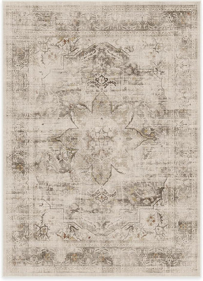 RUGGABLE Washable Vintage Area Rug – Sarrah Hazel 5x7, Stain-Resistant, Non-Slip – Medium Machine Washable Rugs for Living Room, Bedroom, Hallway, Entryway & Office–with Standard Pad