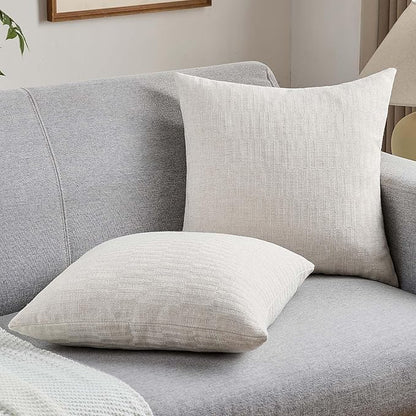 FUTEI Light Natural Decorative Throw Pillow Covers 26x26 Inch Set of 2,Soft Linen Slub Texture Euro Pillow Sham,Farmhouse Home Decor for Couch Bed Living Room