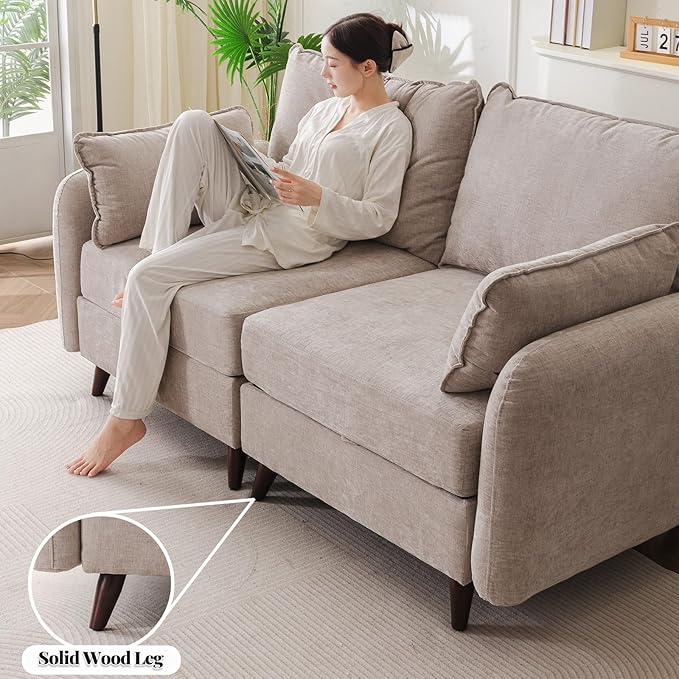 73'' Loveseat Sofa with All Seats Storage, Modular Sectional Couch with Movable Ottoman,Oversized Comfy Couch, 7.8'' Thick Cushion,24.5'' Deep Seat,for Living Room,Bedroom,Apartment,Velet,Khaki