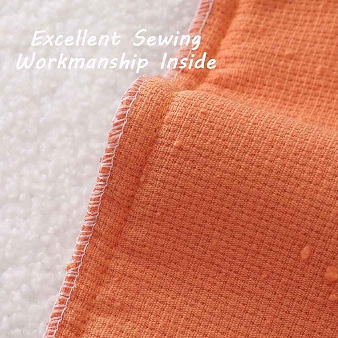 FUTEI Pack of 2 Orange Decorative Throw Pillow Covers 20x20 Inch Soft Cozy Solid Boucle Textured Cushion Case,Modern Home Decor for Couch Bed Living Room
