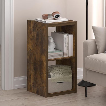 Furinno Cubicle Book Shelf, 2-Cube Thick Frame Bookshelf, Horizontally & Vertically Reversible Bookcase with Open Back, 14.6 x 15.9 x 30, for Living Room, Bedroom, Home Office, Amber Pine