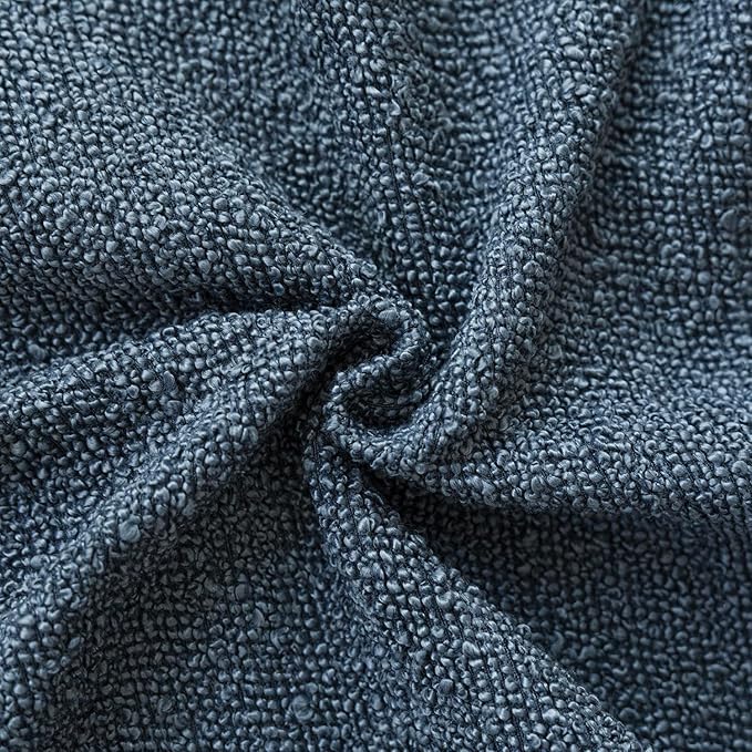 Foindtower Set of 2, Decorative Textured Boucle Throw Pillow Covers Accent Solid Pillow Cases Neutral Couch Cushion Case for Chair Sofa Bedroom Living Room Home Decor 24x24 Inch Dark Blue