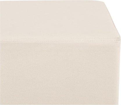 Seville Classics Cushioned Fabric Ottoman Hidden Storage Chest Footrest Chair, Padded Seat for Bedroom, Dorm, Loft, Living Room, Entryway, Hallway, Cork/Cream, 15" Cube