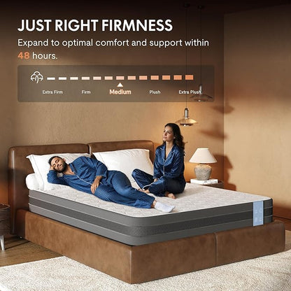 FLEXISPOT Queen All-in-One Adjustable Bed with 10" Gel Memory Foam Mattress, Linen Upholstered Bed Frame, Head & Foot Incline, Adjustable Headboard, 10-Year Warranty, Sage