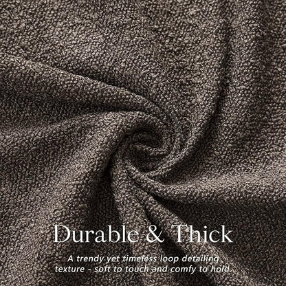 Foindtower Set of 2, Decorative Textured Boucle Throw Pillow Covers Accent Solid Pillow Cases Neutral Soft Cozy Couch Cushion Case for Chair Sofa Bedroom Living Room Home Decor 26 x 26 Inch Dark Brown
