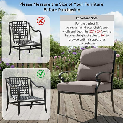 7-Piece Outdoor Patio Cushion Set - Fade & Water Resistant with Removable Olefin Cover, 22x24x4 Inch Memory Foam Cushions for Wicker Sectional Sof - Grey/Crescent
