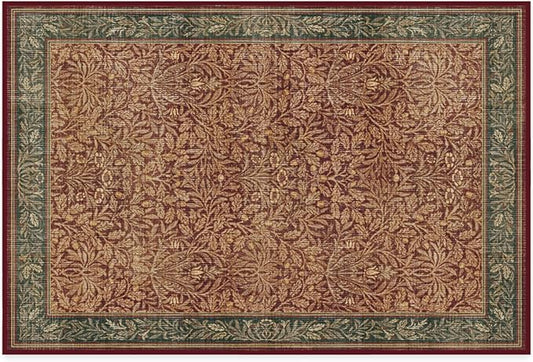 RUGGABLE x Morris & Co Machine Washable Christmas Area Rug – Acorn Amber Red 2x3, Stain-Resistant, Non-Slip – Small Rugs for Living Room, Bedroom, Hallway, Entryway & Bathroom–with Standard Pad