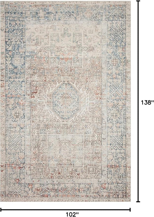Loloi Chris Loves Julia Jules Collection JUL-07 Natural/Ocean 8'-6'' x 11'-6'', .13" Pile Height, Area Rug