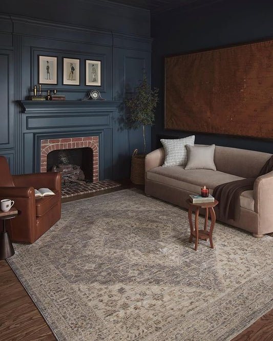 Loloi Magnolia Home by Joanna Gaines Junie Collection JUE-05 Denim/Natural 2'-0" x 3'-0", .38" Pile Height, Accent Rug