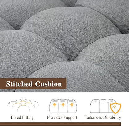 Cloud Sectional Couches, Comfort Linen U-Shape Modular Sofas with Wide Deep Seat, Down Filled Modern Upholstered Sofa Couch for Living Room, Apartment,Grey