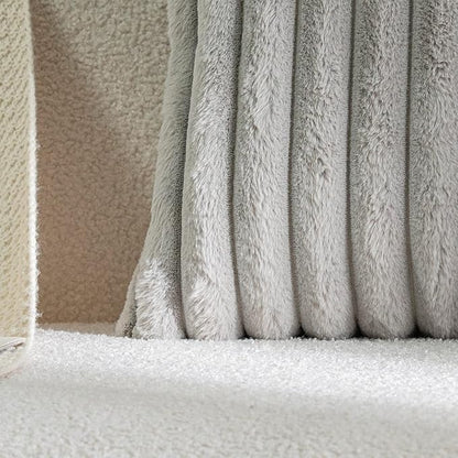 DEELAND Pack of 2,Double-Sided Faux Fur Plush Decorative Throw Pillow Covers Fuzzy Striped Soft Pillowcase Cushion Covers for Sofa Couch Bedroom Lightgrey 24x24 inch