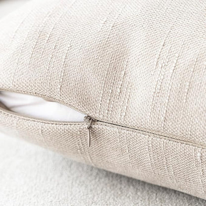 Foindtower Pack of 2 Soft Textured Throw Decorative Pillow Covers Square Accent Solid Cushion Cover Cozy Farmhouse Pillow Case with Zipper for Couch Sofa Bedroom Living Room 22x22 Inch, Light Beige