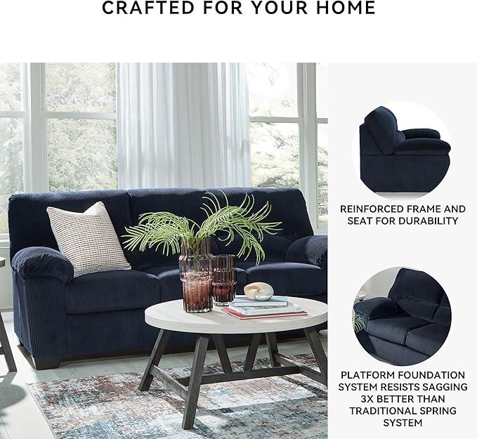 Signature Design by Ashley SimpleJoy Contemporary Sofa for Living Room, Blue