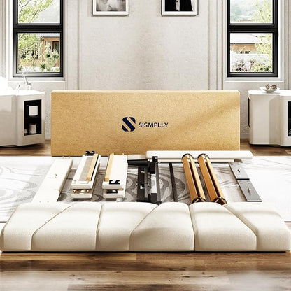 King Size Platform Bed Frame with Upholstered Headboard, Wooden Slats Support, Noise Free, No Box Spring Needed, Easy Assembly, Beige, Velvet