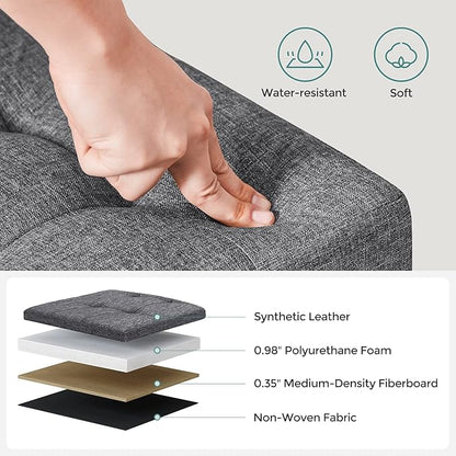 SONGMICS MAZIE Collection - 43 Inches Storage Ottoman, Foldable Storage Bench with Flipping Lid, 660 lb Load Capacity, for Entryway, Living Room, Bedroom, Dark Gray ULSF76GYZ