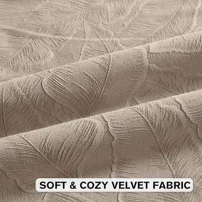 FUTEI Oatmeal Velvet Throw Pillow Covers 12x20 Inch Set of 2,Soft Embossed Leaf-Relief Textured Lumbar Pillow Cases,Natural Home Decor for Couch Living Room