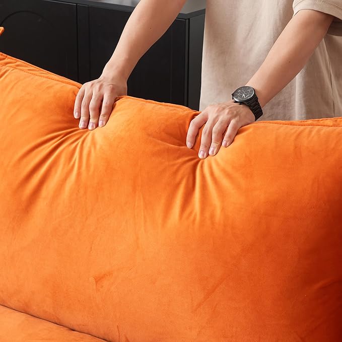 JACH 122.82" Cloud Sectional Couch for Living Room, Modular 3 Seater Sofas, Convertible Sectional Couches, Cushion Covers Removable, Two Corners and One Middle Sofa for Living Room (Orange)